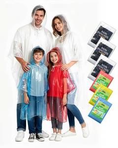 lot 14230 image: Hitituto Rain Ponchos Family Pack �� Disposable Poncho for Kids&Adults with Drawstring Hood, Waterproof, Lightweight & Breathable, Clear & Assorted Colors �� Emergency Raincoat for Travel, Theme Parks