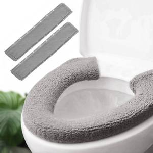 lot 14232 image: 2pcs Toilet-seat cushion Warmer Cover �� Toilet seat cover Pads plush warm thick Bathroom Warmer 2pcs Gray