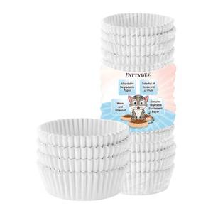 lot 14236 image: FattyBee 200 Pcs White Disposable Pet Feeding Bowls Liner, Small Paper Bowls for Cat Dishes, Wet Food, Feral Cat Feeding Station