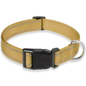 lot 14237 image: Reflective Dog Collar with Buckle Adjustable Safety Nylon Collars for Small Medium Large Dogs, Brown L