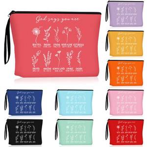 lot 14238 image: Reginary 10 Pcs Christian Gift for Women Bulk Religious Cosmetic Bag International Womens Day Gifts Inspirational Bible Verse Floral Makeup Bag with Zipper for Sister Church Members (Multicolor)
