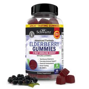 lot 14245 image: BioSchwartz Elderberry Gummies with Zinc and Vitamin C - Natural Immune Support for Adults & Kids - Black Sambucus Elderberries - Third-Party Tested, Non-GMO, Vegan Multimineral Supplement, 60 Count
