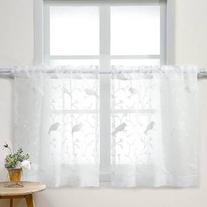 lot 14247 image: VOGOL Tier Curtains for Living Room, White Rod Pocket Sheer Tier Curtain 36 Inch Long for Small Windows, 2 Pieces, 30 x 36
