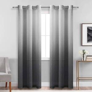 lot 14249 image: DWCN Faux Linen Ombre Sheer Curtains - Gradient Semi Voile Grommet Top Window Curtains for Bedroom and Living Room, Set of 2 Panels, 42 x 84 Inches Long, Black