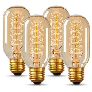 lot 14279 image: DORESshop Edison Bulbs, Vintage Edison Light Bulbs 40 Watt, T45, 110-130 Volts, E26E27 Base Incandescent Dimmable Decorative Antique Filament Light Bulbs, Amber Glass, Warm White, 4 Pack (only 3 in box)