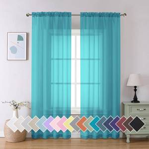 lot 14314 image: Aiyufeng Turquoise Sheer Curtains 84 Inches Long 2 Panels Set, Light Filtering Soft Airy Voile Rod Pocket Turquoise Sheer Window Drapes for Bedroom Living Room, Each 40Wx84L Inches