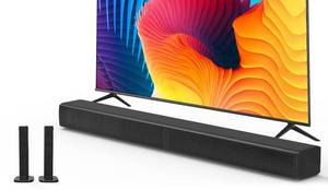 lot 17320 image: Puxinat 2 in 1 Separable Sound Bar for Smart TV, 2.2 Channel 32Inch Bluetooth 5.0 TV Speaker for Surround Sound System, Built-in Dual Subwoofer, Bass Adjustable, Remote Control Included(Sound Bar)