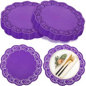 lot 18104 image: Yexiya 200 Pcs Doilies Lace Paper Doilies 14 Inches Disposable Foil Lace Placemats Large Round Paper Pad Placemats for Cakes Crafts Wedding Birthday Party Decoration(Purple)