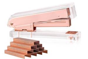 lot 18107 image: SIRMEDAL Elegant Ultra Clear Acrylic Rose Gold Desktop Stapler with 1000 Staples for Office Accessories(Rose Gold)