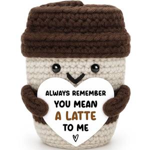 lot 18114 image: Birthday Easter Basket Stuffers Gifts for Women Men Coffee Lover Gifts Accessories Positive Crochet Coffee Mug Cup Espresso Office Decor for Husband Wife Best Friend Coworker Mom Dad Daughter Son