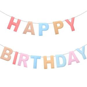 lot 18136 image: Mindsoft Felt Happy Birthday Garland Rainbow Banner Reusable Happy Birthday Sign Party Supply for Party Decor (Macaron Color,Normal)