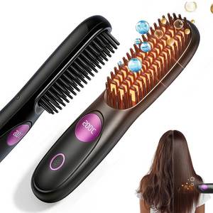 lot 18137 image: Hair Straightener Brush Pro, 2026 Upgraded Cordless Hair Straightener Type-C Fast Charging MCH Heating with 3 Temperature Settings, Ionic & Ceramic Care, Portable Travel Styling Tool (Black)