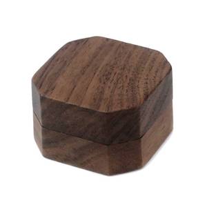 lot 18154 image: Tighall Black Walnut Wood Portable Proposal Ring Box, Octagonal Ring Box Jewelry Gift Box for Wedding, Engagement