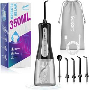 lot 18155 image: GOLDANT 2026 New 350ML Water Dental Flosser Teeth Pick with Bag, 5 Modes Portable Cordless Oral Irrigator Cleaner, Electric Rechargeable IPX7 Waterproof for Home Travel Teeth Cleaning Flossing (Black)