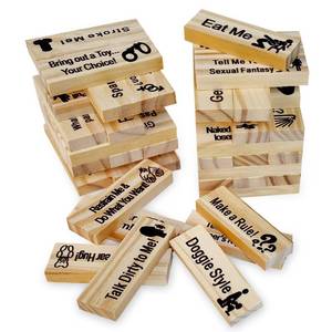 lot 18158 image: Pakoc Couples Game Wooden Tumbling Tower Game - 48 Wooden Stacking Game