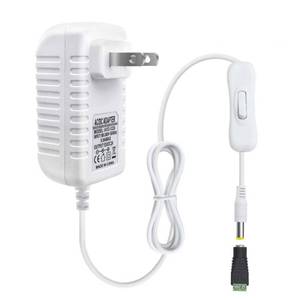 lot 18173 image: 12V Power Supply, 12 Volt 2A 24W DC Power Supply with On Off Switch, White Switching LED Power Adapter, AC 110V to 12V Wall Wart Transformer Plug for LED Strip Lights with 5.52.1 DC Female Connector