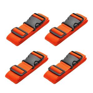 lot 18176 image: Pwkauka 4 Pack Luggage Straps, Adjustable Travel Suitcase Belt Secure Lock Straps to Prevent Bursting, for Suitcases Briefcase & Travel Bags, Extends Life of Bag, 40-78 Length (Orange)