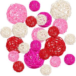 lot 18183 image: SANNIX 40 Pack Valentines Day Decorations Rattan Balls, 3 Sizes Wicker Balls for Home Decor Party Ornaments Baby Shower Table Decor Decorative Orbs Bowl Vase Fillers (Red Pink White)