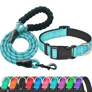 lot 18217 image: Ladoogo Reflective Dog Collar Padded with Soft Neoprene Breathable Adjustable Nylon Dog Collars for Small Medium Large Dogs (Medium (Pack of 1), Blue CollarLeash)