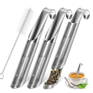 lot 18227 image: 3 Pcs Tea Infuser and 1 Brush, tea diffusers for loose teaTea Infuser for Loose Tea Leaf, Coffee, Spices, Seasonings,Tea Infusers Pen with Hook
