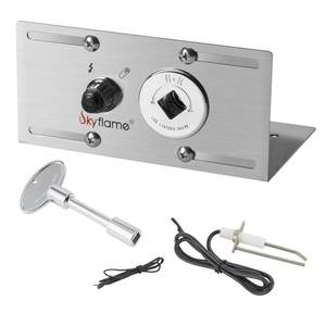 lot 18233 image: Skyflame Stainless Steel Extensive Fire Pit Gas Burner Spark Ignition Kit - Including Push Button Igniter, 12 Straight Gas Key Valve with Key