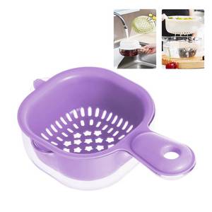 lot 18248 image: Small Fruit Colander,Fruit Rinser Strainer Container Dual-Layer Vegetable Cutting And Draining Basket,Watermelon Bowl With Strainer For Mini Berry And Tomato Grape Washer (Purple)