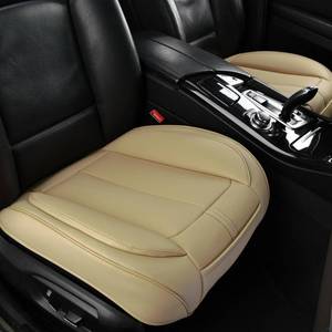 lot 19763 image: HOMOSTARRY 2 Pack Front Car Seat Cover Bottom Only Faux Leather, Anti-Slip Padded Seat Cushion, Full Wrap Seat Protector with Storage Function Fit 95% Cars, SUV, Pick-up Trucks (Beige)