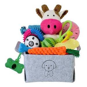 lot 19766 image: MRSOHRET 20Pcs Puppy Chew Toys for Teething, Dog Chew Toys with Rope Toy, Pet Dog Toothbrush, Treat Balls, Plush Toys and Squeaky Toys for Small Medium Dogs with Basket