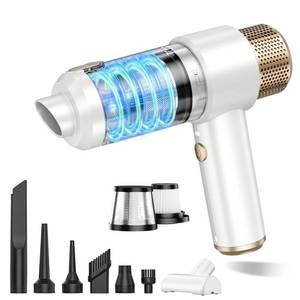 lot 19777 image: JONYJ Handheld Car Vacuum Cleaner, 16000PA Hand Held Vacuum Portable Cordless, 2 in 1 Air Duster and Vacuum Cleaner with LED Light, Multi-Nozzles, 120W High Power Mini Vacuum for Home, Pet, Office