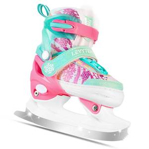 lot 19780 image: LEVYTEMP Adjustable Ice Skates for Kids Boys Girls - Warm Fleece Lined, 4 Size Adjustable Beginner Snowflake Blades Ankle Support Figure Skates for Outdoor and Rink,Green