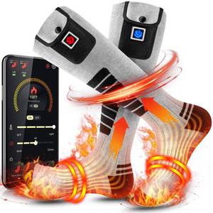 lot 19781 image: Heated Socks for Men Women 3000mAh Battery Rechargeable Washable with APP Control for Hunting Fishing Camping Hiking(Gray,L)