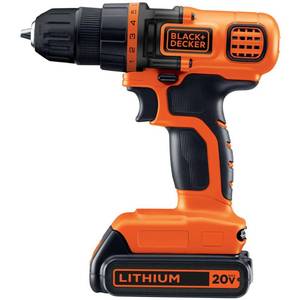 lot 19783 image: BLACKDECKER 20V MAX Cordless Drill and Driver, 38 Inch, With LED Work Light, Battery and Charger Included (LDX120C)