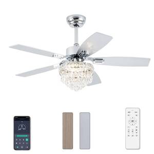 lot 19787 image: Esiovco Chandelier Ceiling Fans With Lights And Remote,42in Chandelier Fan Ceiling,Crystal Ceiling Fan Fandelier With Lights,6 Speed 3 Timer Quiet ceiling Fans For Bedroom (Chrome, 42 Inch)