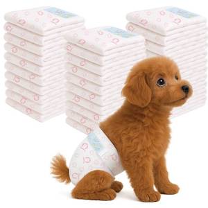 lot 19814 image: 90 Count Disposable Dog Diapers Female, Super Absorbent Pink Puppy Doggie Diapers for Small Female Dogs Urination or Incontinence (Waist 10-16.5 in S)