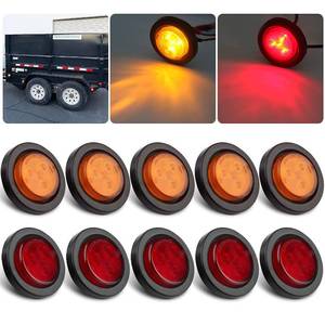 lot 20429 image: 10Pcs 2 Inch Round Led Marker Lights, 2 Inch Round Trailer LED Side Marker and Clearance Marker Lights 4 LED Sealed Flush Mount with Rubber Grommets and 2 Prong Wire Pigtails Waterproof (5Red5Amber)