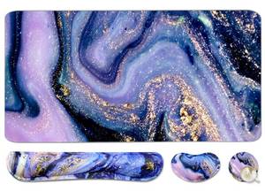 lot 20453 image: Keyboard Mouse Pad Set, Extended Mouse PadKeyboard Wrist Rest Support, Memory Foam Ergonomic Easy Typing, 3Pcs (35.4�15.7 in) Desk Pad Set for Home Office Study Game-Purple Marble