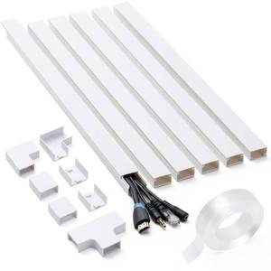 lot 20456 image: 94.5in Cord Hider Kit, Cord Covers for Wires on Wall, Cable Hider Cord Organizer, Wire Hiders for TV on Wall, Cord Concealer, Cable Cover Wall Wire Management, 6X L15.7 W0.96 H0.58in, White