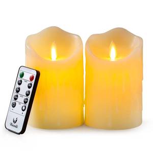 lot 20469 image: Flameless Candle with 10 Key Remote Timer Flickering Tear Wave Shaped Tealight Real Wax Simulate Dripping led Candles Battery Operated Safe for Halloween Christmas Indoor Outdoor Decor, 3x5 , 1 pack