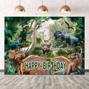 lot 20473 image: DHXXSC 8X6FT Dinosaur Birthday Backdrop Dinosaur Theme Pictures Birthday Party Decoration Banner Birthday Party Photography Background DH-201 Green