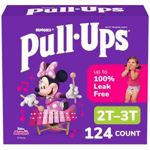 lot 3295 image: Pull-Ups Girls Potty Training Pants, Size 2T-3T Training Underwear (16-34 lbs), 124 Count (4 packs of 31)