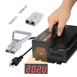 lot 3297 image: Forklift Battery Charger 24V 20A Fully Automatic Smart Charging, Pallet JackFloor Scrubber 24 Volt Battery Charger with 7 Charging Protections,LCD Display, for Lead-Acid Batteries