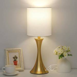 lot 3300 image: Gold Bedside Lamp Touch Control Table Lamp for Bedroom, 3-Way Dimmable Nightstand Lamp with White Shade, Modern Table Lamp for Living Room, Minimalist Desk Lamp for Dorm, Home, Office, Bulb Included