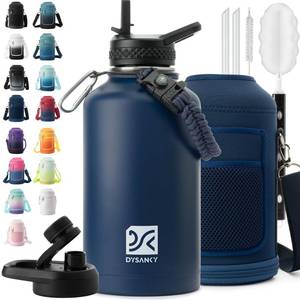 lot 3302 image: DYSANKY Insulated Water Bottle  Thickened Stainless Steel Vacuum Metal  Portable Sports Half Gallon Large Water Jug for Gym and Hiking with Straw, Carrier Bag, Handle Strap  BPA-Free 64 oz
