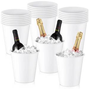 lot 3317 image: Layhit 24 Pcs Plastic Ice Buckets for Parties 3 Liters Wine Bucket Portable Ice Holder Disposable Wine Cooler for Party Wedding Party Beverages Champagne Soda and Beer (White)