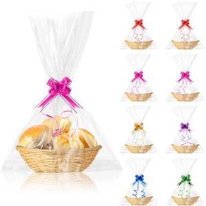 lot 3327 image: Yulejo 8 Pcs Baskets for Gifts Empty, 9 x 7 x 3 Inches Woven Basket with 12 Colorful Bows and 12 Gift Bags Gift Food Fruit Vegetable Storage for Wedding Birthday Party
