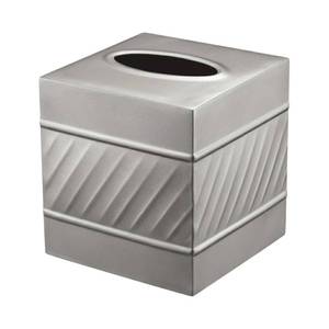 lot 4021 image: Monarch Abode Tissue Box Cover Square �� Handcrafted Wave Embossed Pewter Metal Tissue Holder Box for Bathroom Accessory, Aesthetic Decorative Facial Napkin Cube for Modern Home Decor