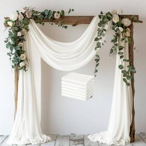 lot 4023 image: Wokceer Wedding Arch Draping Fabric 6 Panels 28.7 x 20FT Ivory Drapes Sheer Fabric Backdrop Arch Draping for Wedding Ceremony Birthday Party Bridal Shower Decoration