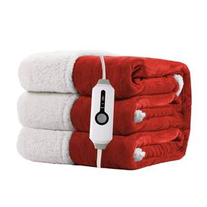 lot 4031 image: RALYSUN Electric Heated Blanket Twin Size 62x84 - Dual-Sided with Microplush & Sherpa Fabric, 4 Heat Settings & 10 Hours Auto Off, Machine Washable - Red