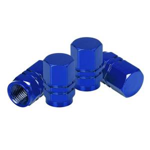 lot 4037 image: 4 PCS Tire Stem Valve Caps Wheel Valve Covers Car Dustproof Tire Cap, Leak-Proof Air Protection Fits Cars, Trucks, Bikes, Motorcycles, Bicycles, Hexagon Shape Design (Blue)