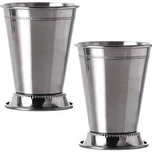 lot 4039 image: HningBuyox 2 Pack Mint Julep Cups, 12 OZ Silver Julep Glasses, Classic Stainless Steel Cocktail Glasses with Beaded Trim Border for Party Beer Juice Beverage Bar Home Restaurant